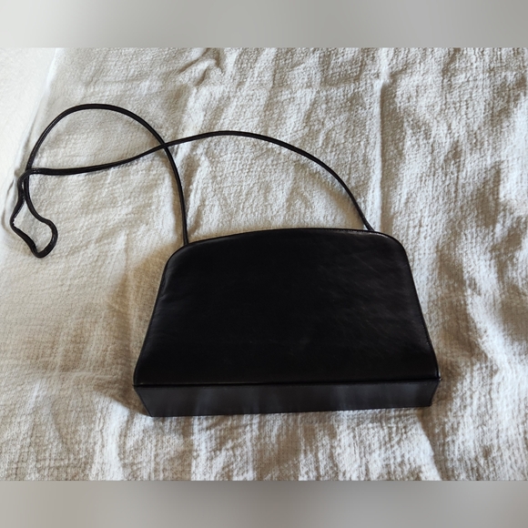 High Fashion Made in Italy Black Leather Bag Purse Crossbody Vintage Classic - Picture 4 of 15